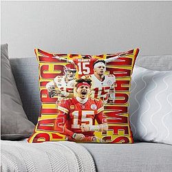 Patrick Mahomes Football Artwork Throw Pillow