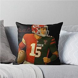 Patrick Mahomes Texas Tech University Football Sticker Throw Pillow