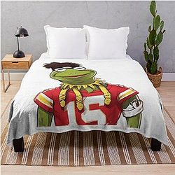 Patrick Mahomes Kermit Meme Throw Blanket