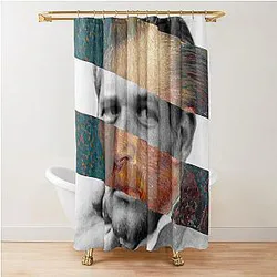 Van Gogh Self Portrait and Paul Newman Pop Retro Vintage Mashup Collage Shower Curtain
