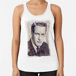Paul Newman Art - vintage watercolor racerback tank top