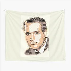 Remarkable Paul Newman Actor Portrait Vintage Sketch Retro Art Style Tapestry