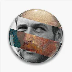 Van Gogh Self Portrait Paul Newman Pop Retro Vintage Mashup Collage Pin