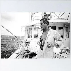 Young Paul Newman on a Boat Poster