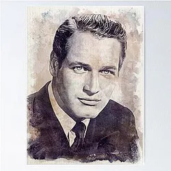 Paul Newman Art vintage watercolor Poster