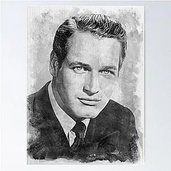 Paul Newman Art Watercolor BW D42 Poster