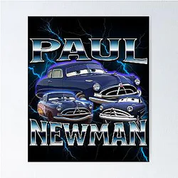 Paul Newman Cars 90s Bootleg Style Poster