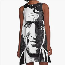 Paul Newman portrait drawing A line dress