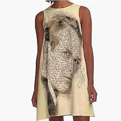 A Tribute to Paul Newman Actor and Legend Vintage Sketch Retro Art Style A-Line Dress