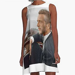 Hand colored picture of Paul Newman A line dress