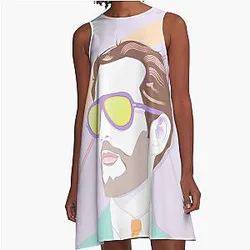 Pastel Paul Newman Summer Art Deco A-Line Dress