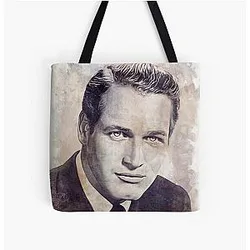 Paul Newman Watercolor Art All Over Print Tote Bag