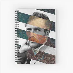 Van Gogh Self Portrait and Paul Newman Pop Retro Vintage Spiral Notebook