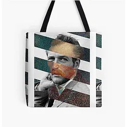 Van Gogh Self Portrait and Paul Newman Pop Retro Vintage Tote Bag