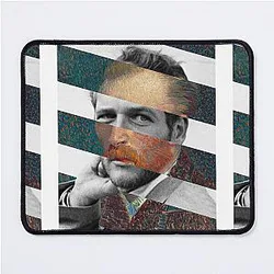 Van Gogh Self Portrait and Paul Newman Pop Retro Vintage Mashup Collage Mouse Pad