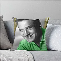 Paul Newman green jersey Throw Pillow