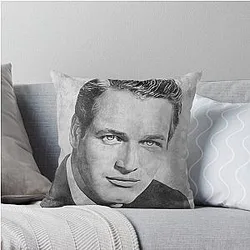 Paul Newman Art - watercolor - Throw Pillow Bw D42