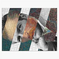 Van Gogh Self Portrait and Paul Newman - Retro Vintage Mashup Collage Jigsaw Puzzle