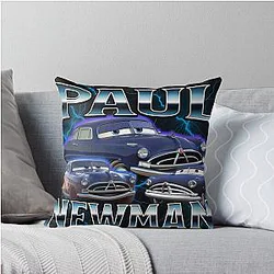 Paul Newman Cars Bootleg Style Throw Pillow