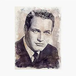 Paul Newman Art vintage watercolor Print