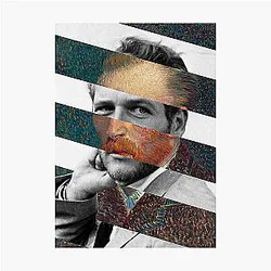 Van Gogh Self Portrait and Paul Newman - Pop Retro Vintage Mashup Collage