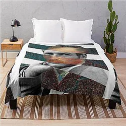 Van Gogh Self Portrait and Paul Newman Pop Retro Vintage Mashup Collage Throw Blanket