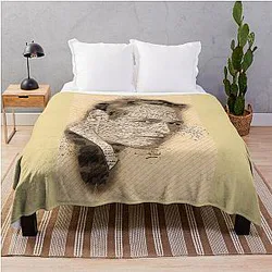 A Tribute to Paul Newman Actor and Legend Vintage Sketch Retro Art Style Throw Blanket