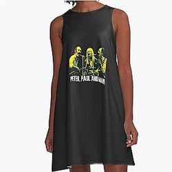 Peter, Paul and Mary. American folk group. social commentary of folk musician. Classic A-Line Dress