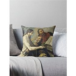 Christ Instructs Peter to Feed My Sheep, Claude Vignon, 1624 Throw Pillow