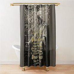 Jesus Christ sculpture I Peter 1:3 English - Gold Gothic - Praise Be to The God And Father Of Our Lord Jesus Christ Shower Curtain