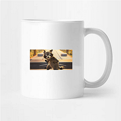 Raccoon Rogue Pets On A Train Mugs