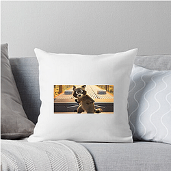 Raccoon Rogue Pets On A Train Pillows Cover