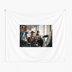 Police Dog Pets On A Train Tapestries