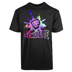 PewDiePie T-Shirts - PewDiePie Colorful Printed Logo Black T-Shirt