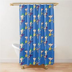 Phineas and Ferb playing guitar shower curtain