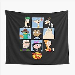 Love Phineas Cartoon Characters Tapestry