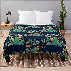 Perry the Platypus Phineas Ferb Collage Throw Blanket