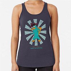 Perry The Platypus Retro Giapponese Racerback Tank Top