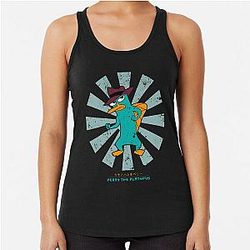 Perry The Platypus Retro Japanese Racer Back Tank Top
