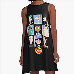 Love Phineas Cartoon Characters A-Line Dress