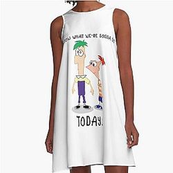 Vintage Phineas and Ferb I Know What We're Gonna Do Today A-Line Dress