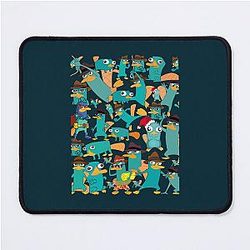 Phineas and Ferb Collage Pattern Design Black Background Mouse Pad