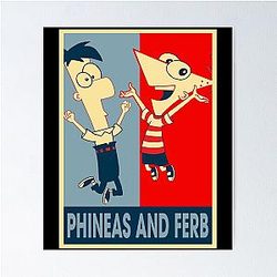 Retro Phineas Ferb Main Characters Art Poster