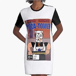 "MALL COP" Pizza Tower - Peppino Graphic T-Shirt Dress