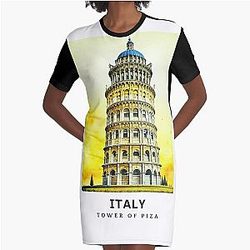 Italy pizza tower Graphic T-Shirt Dress