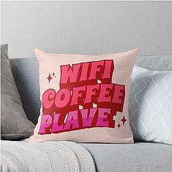 WIFI coffee plave typography kpop - Morcaworks Throw Pillow