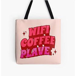 WIFI coffee plave typography kpop - Morcaworks All Over Print Tote Bag
