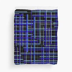 Plave linije na crnoj podlozi Duvet Cover