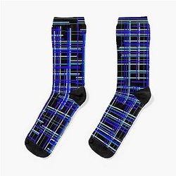 Plave linije na crnoj podlozi Socks