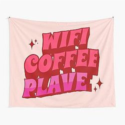 WIFI coffee place typography kpop - Morcaworks Tapestry